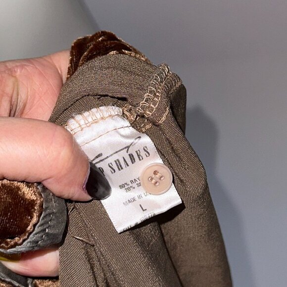 CP Shades Jasmine Tunic Blouse Brown Rayon Silk Size Large Long Sleeve Womens - Picture 3 of 8